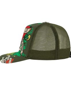 Alternative view of LKS Skull Rhinestone Trucker Hat - Olive