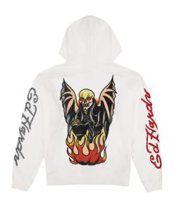 Alternative view of Xman Men's Rhinestone Zip Hoodie White