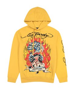 Fire Tiger Golden Yellow Pullover Hoodie
