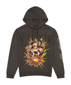 Exploding Skull Charcoal Pullover Hoodie