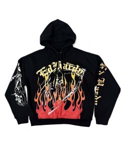 Reaper Rhinestone Boxy Fleece Hoodie