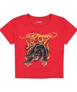 Panther Flame Baby Tee - Cherry