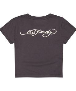 Alternative view of Rose Heart Baby Tee - Charcoal