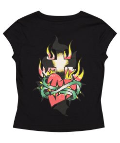 Cross Heart Cap Sleeve Tee
