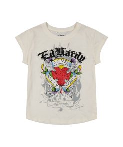 LKS Heart Rhinestone Cap Sleev Tee