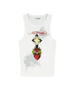 Cross Heart Rhinestone Tank Top