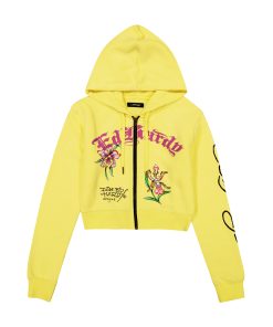 Phoenix Cropped Hoodie - Lemon