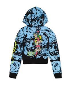 Alternative view of LKS Skull Zip Cropped Fleece Hoodie