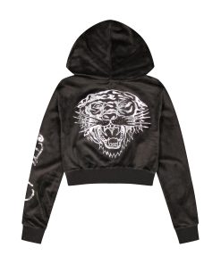 Alternative view of Tiger Head Y2K Velour Hoodie