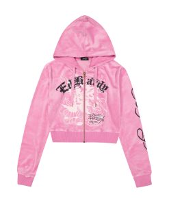 Panther Crown Velour Zip Front Hoodie