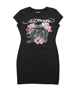 Panther Roses Short Sleeve Tee Dress