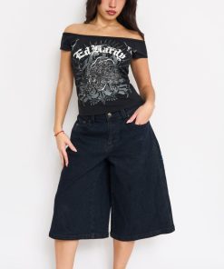 Panther Long Denim Shorts
