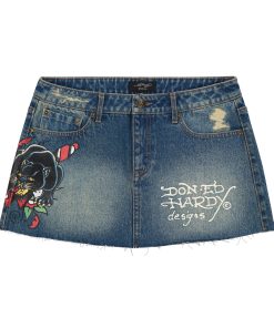 Panther Dagger Denim Mini Skirt